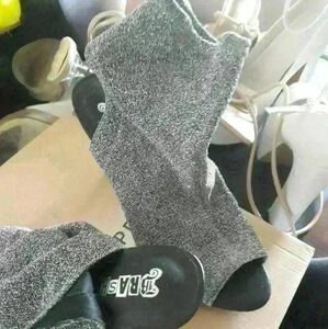 Silver  bootie shoe cut out ties and back size 9